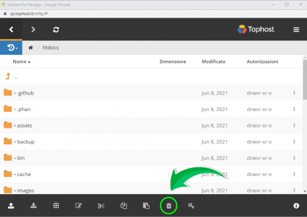 Eliminare file dal File Managaer Tophost