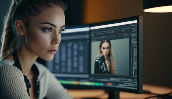 MaxBas Young blogger with many looking at a monitor to select s 54b81281 6b84 43f4 8de0 e10a5ace2e77